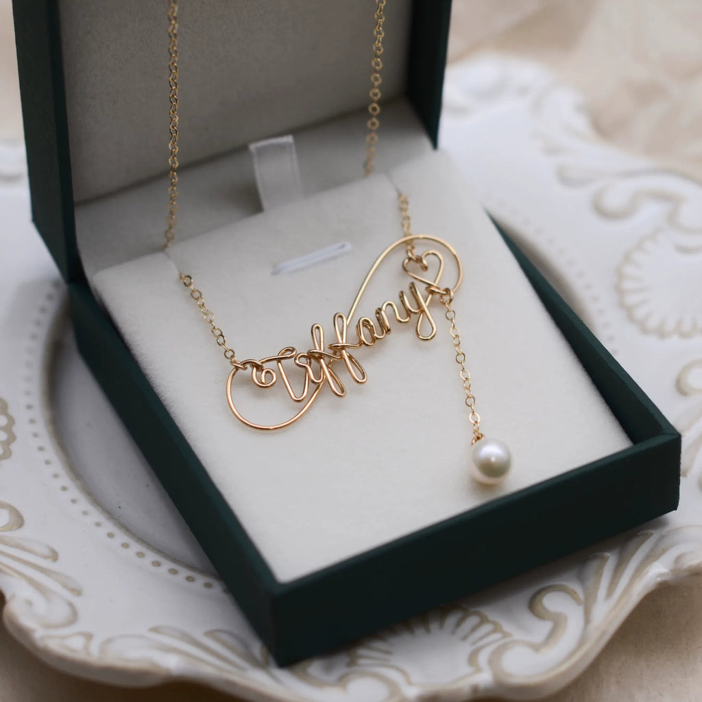 Custom Name Necklace with Freshwater Pearls
