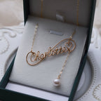 Custom Name Necklace with Freshwater Pearls