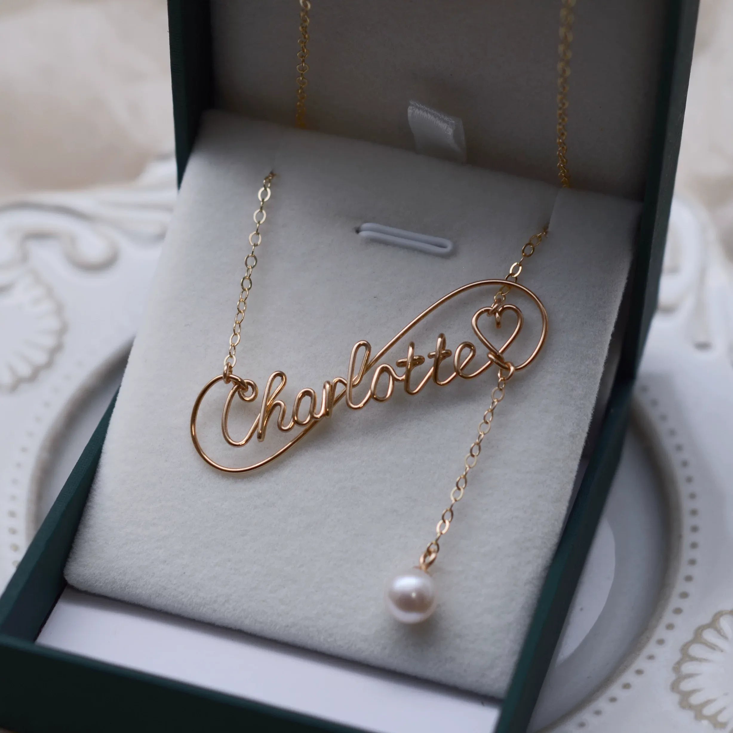 Custom Name Necklace with Freshwater Pearls