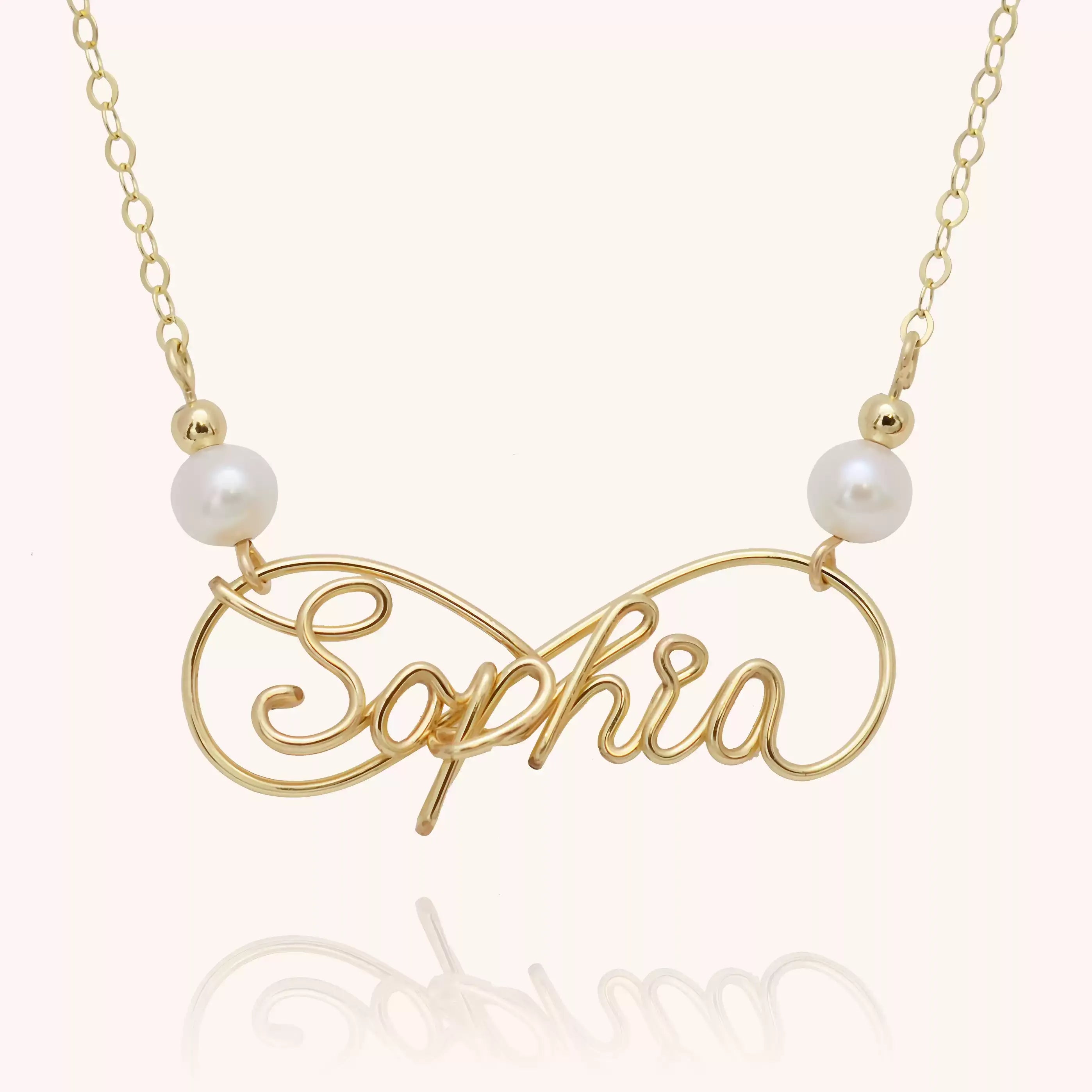 Filled Personalized Name Necklace with Freshwater Pearls