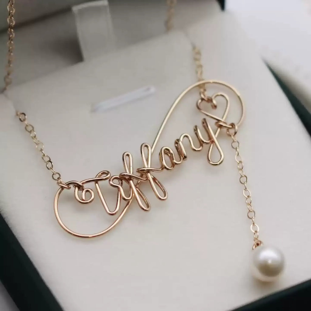 Custom Name Necklace with Freshwater Pearls