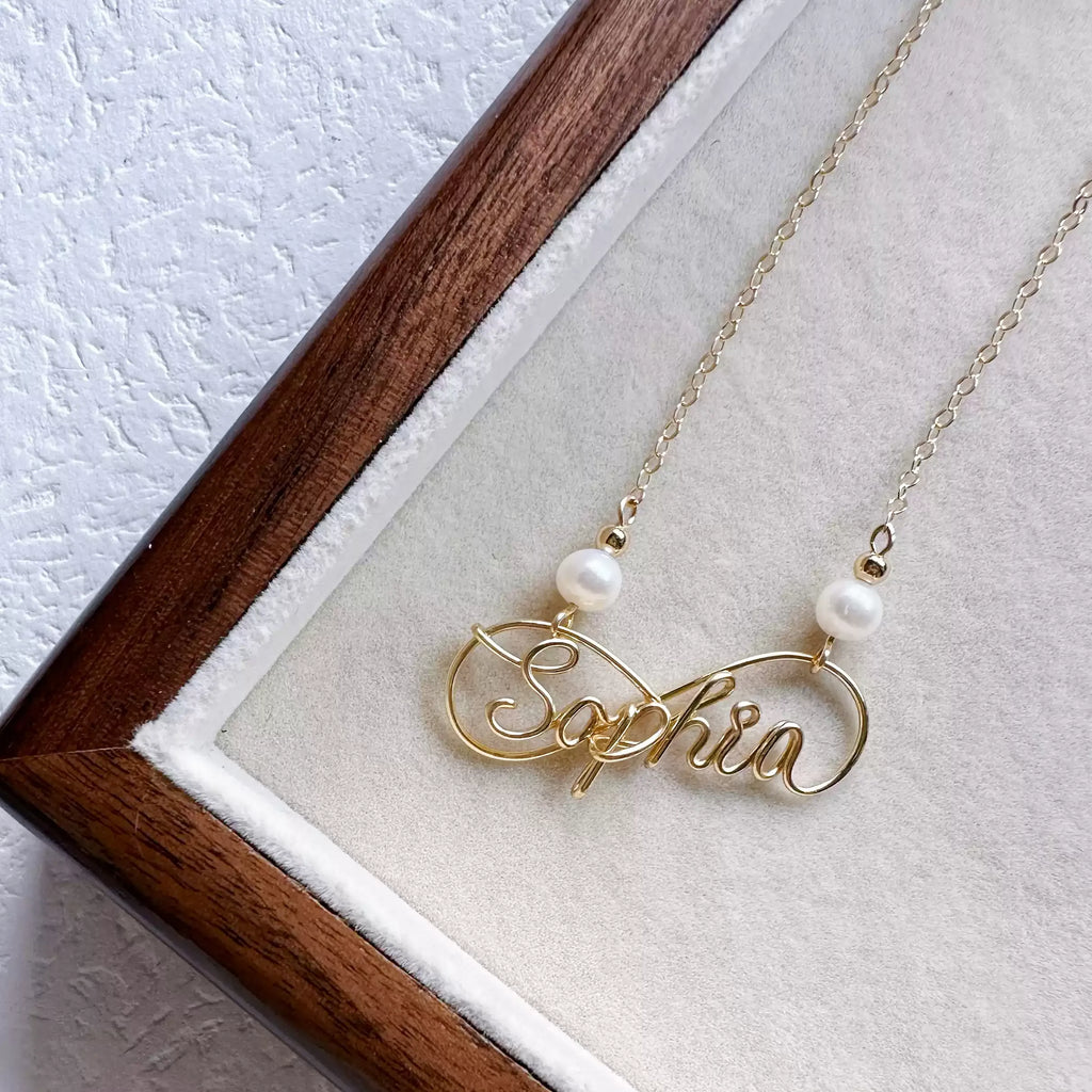 Filled Personalized Name Necklace with Freshwater Pearls