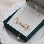 Custom Name Necklace with Freshwater Pearls
