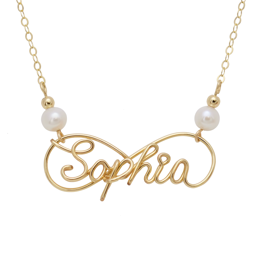 Filled Personalized Name Necklace with Freshwater Pearls