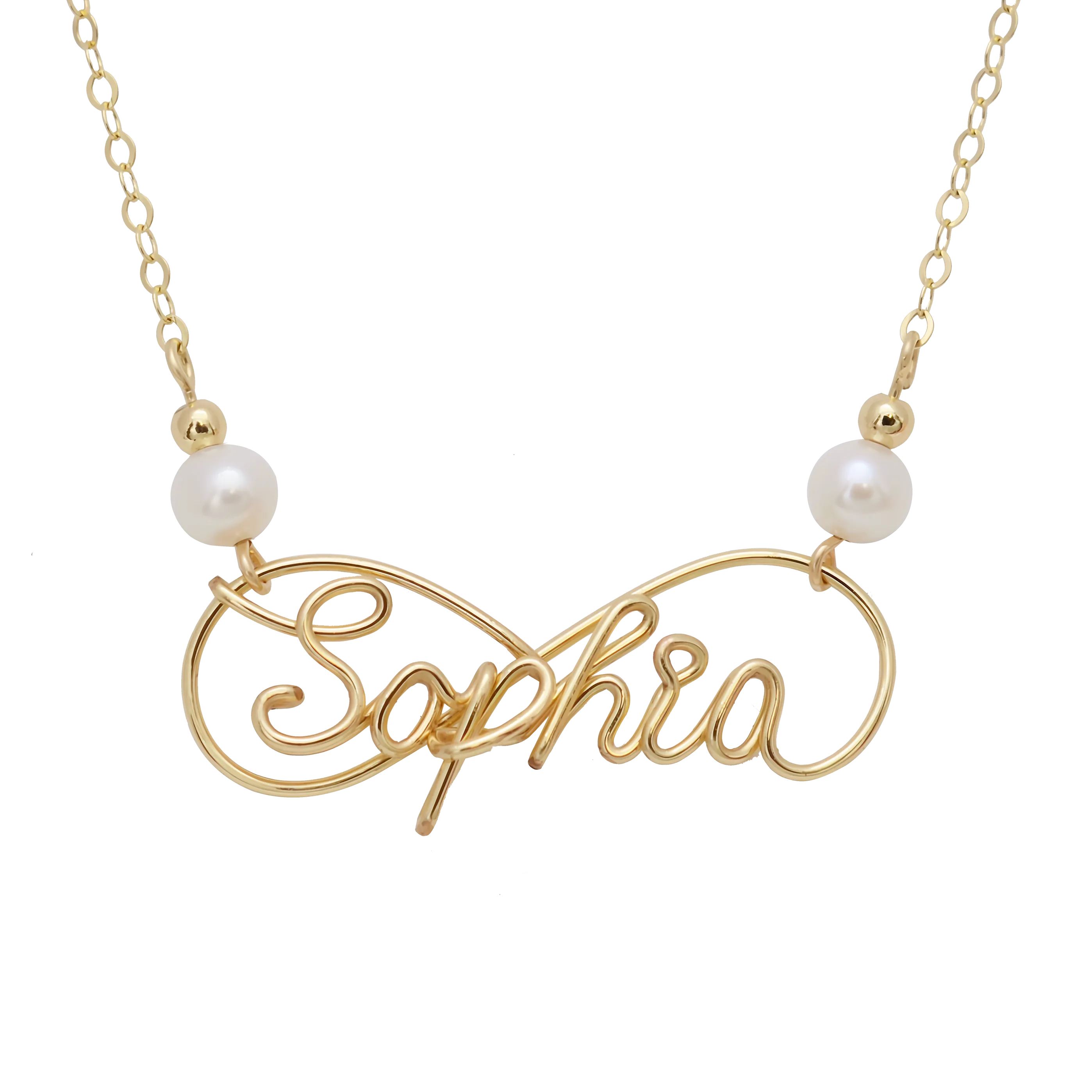 Filled Personalized Name Necklace with Freshwater Pearls